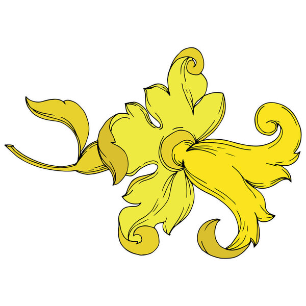 Цветочный орнамент векторной золотой монограммы. Черно-белый рисунок чернил. Изолированный элемент иллюстрации орнаментов
.