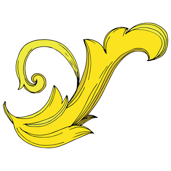 Цветочный орнамент векторной золотой монограммы. Черно-белый рисунок чернил. Изолированный элемент иллюстрации орнаментов
.