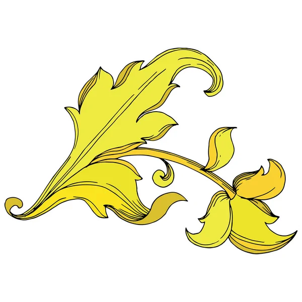 Złoty monogram wektorowy ozdoba kwiatowa. Czarno-biała grawerowana sztuka tuszu. Izolowane elementy dekoracyjne ilustracji. — Wektor stockowy