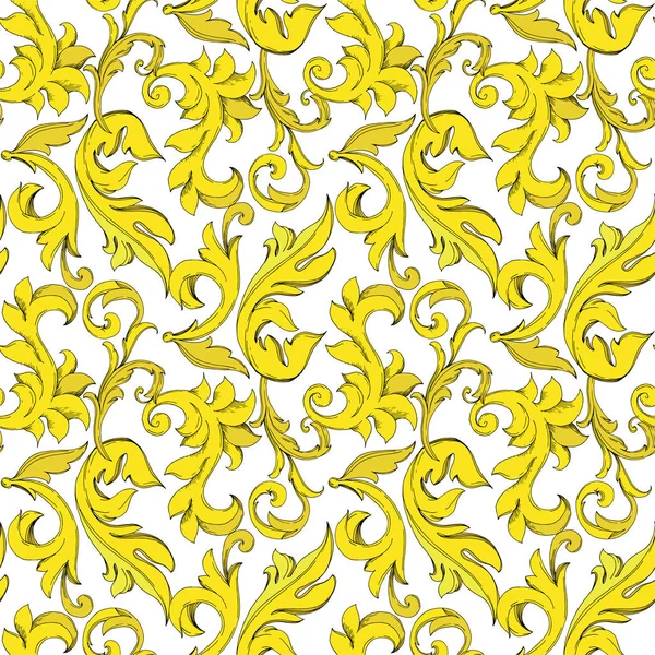 Vector Golden monogram blommig prydnad. Svart och vit graverad bläckkonst. Sömlös bakgrund mönster. — Stock vektor