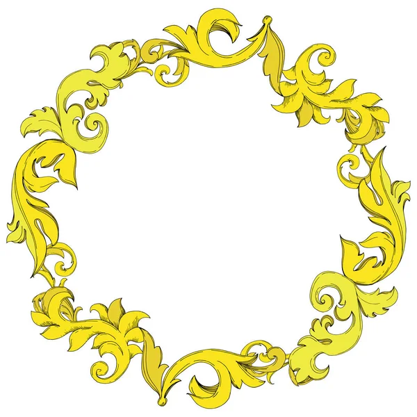 Vector Golden monograma ornamento floral. Tinta gravada a preto e branco. Quadro borda ornamento quadrado . — Vetor de Stock