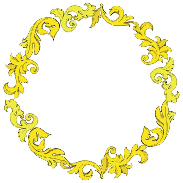 Vektorový zlatý monogram květinový ornament. Černobílý rytý inkoust. Ozdobný rámeček rámečku. — Stockový vektor