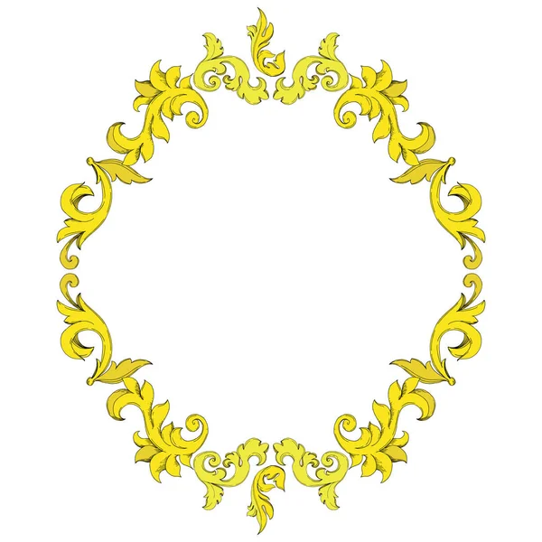 Vector Golden monograma ornamento floral. Tinta gravada a preto e branco. Quadro borda ornamento quadrado . — Vetor de Stock