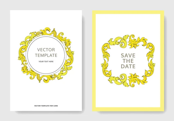 Adorno floral Vector Monograma dorado. Tinta grabada en blanco y negro. Boda tarjeta de fondo borde decorativo . — Vector de stock