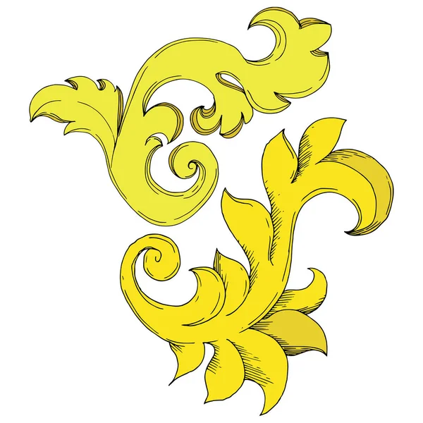 Vector Ornement floral monogramme doré. Encre gravée en noir et blanc. Elément d'illustration d'ornements isolés . — Image vectorielle
