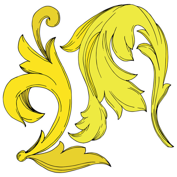 Цветочный орнамент векторной золотой монограммы. Черно-белый рисунок чернил. Изолированный элемент иллюстрации орнаментов
.