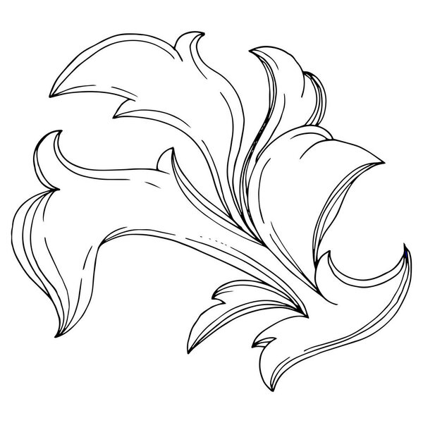 Vector Golden monogram floral ornament. Black and white engraved ink art. Isolated monograms illustration element.