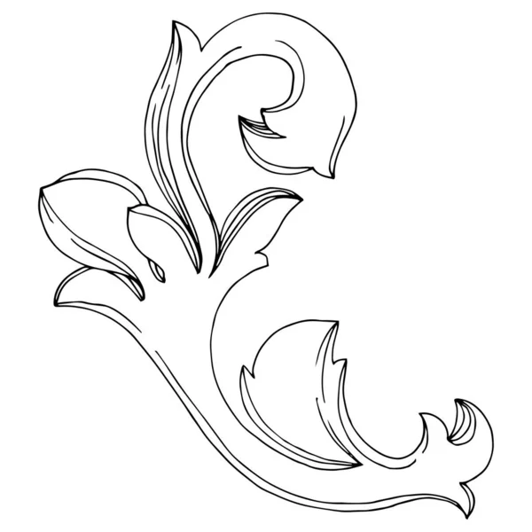 Vector Ornement floral monogramme doré. Encre gravée en noir et blanc. Elément d'illustration monogrammes isolés . — Image vectorielle