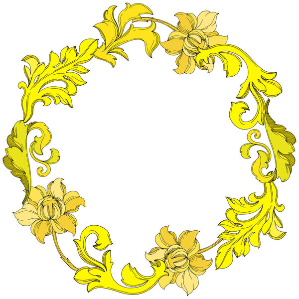 Цветочный орнамент векторной золотой монограммы. Черно-белый рисунок чернил. Граничный орнамент
.