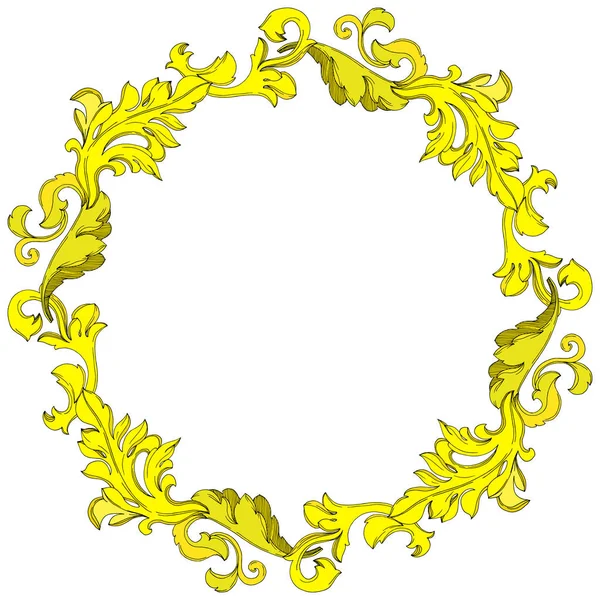 Vector Ornement floral monogramme doré. Encre gravée en noir et blanc. Cadre bordure ornement carré . — Image vectorielle