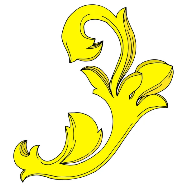 Vector Ornement floral monogramme doré. Encre gravée en noir et blanc. Elément d'illustration monogrammes isolés . — Image vectorielle