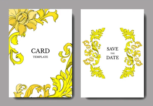Adorno floral Vector Monograma dorado. Tinta grabada en blanco y negro. Boda tarjeta de fondo borde decorativo . — Archivo Imágenes Vectoriales