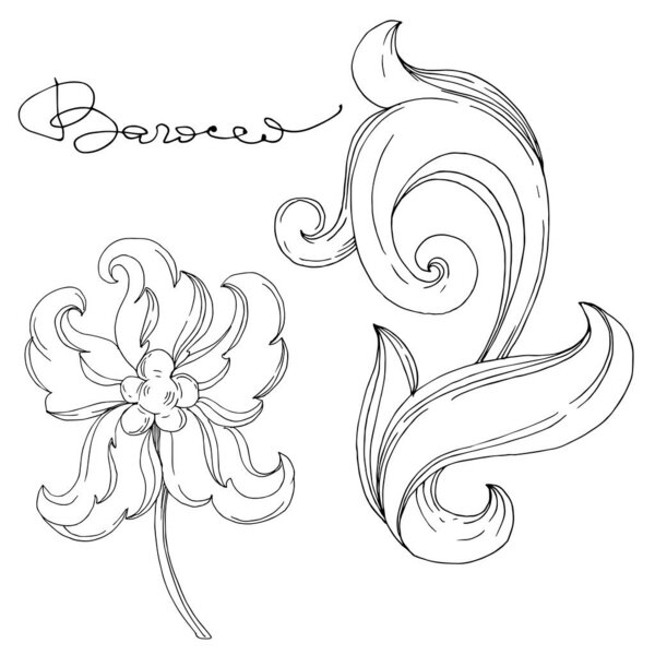 Цветочный орнамент векторной золотой монограммы. Изолированный элемент иллюстрации орнамента. Черно-белая гравировка
.