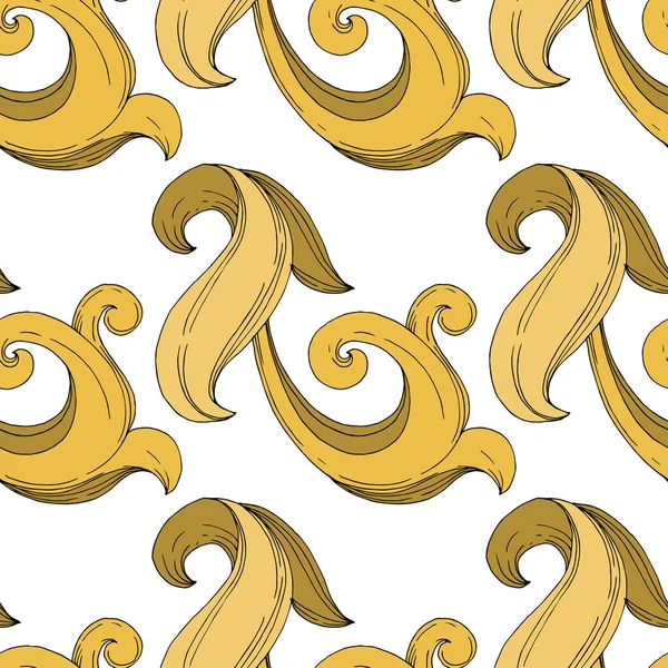 Vector Ornement floral monogramme doré. Encre gravée en noir et blanc. Modèle de fond sans couture . — Image vectorielle