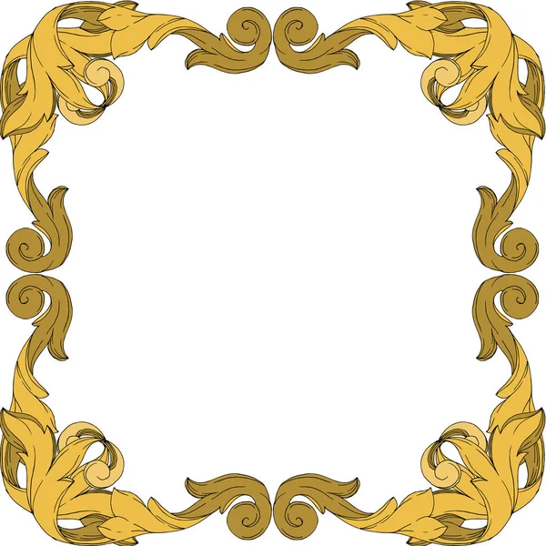 Vector Golden monograma ornamento floral. Tinta gravada a preto e branco. Quadro borda ornamento quadrado . —  Vetores de Stock