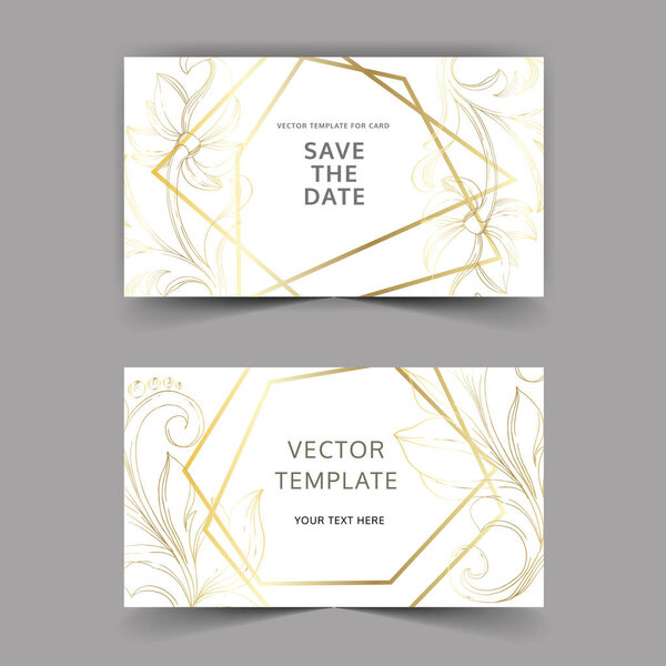 Vector Golden monogram floral ornament. Black and white engraved ink art. Wedding background card decorative border.