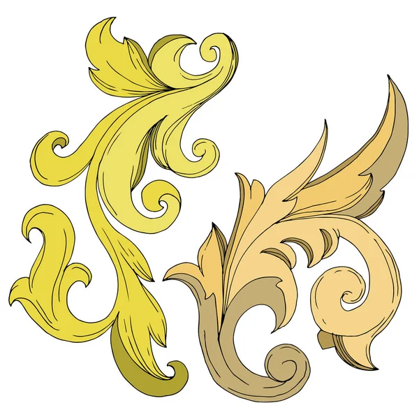 Vector Golden monogram bloemen ornament. Zwart-wit gegraveerde inktkunst. Geïsoleerd ornament illustratie-element — Stockvector