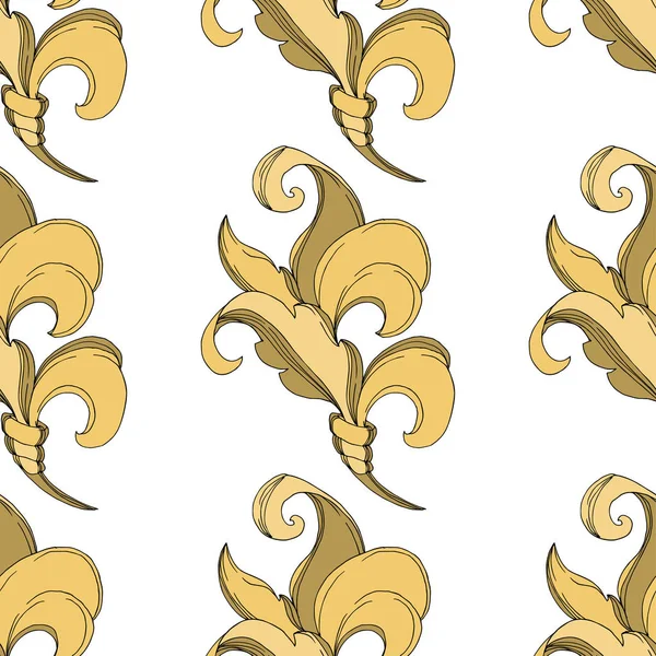 Vector Golden monograma ornamento floral. Tinta gravada a preto e branco. Padrão de fundo sem costura . — Vetor de Stock