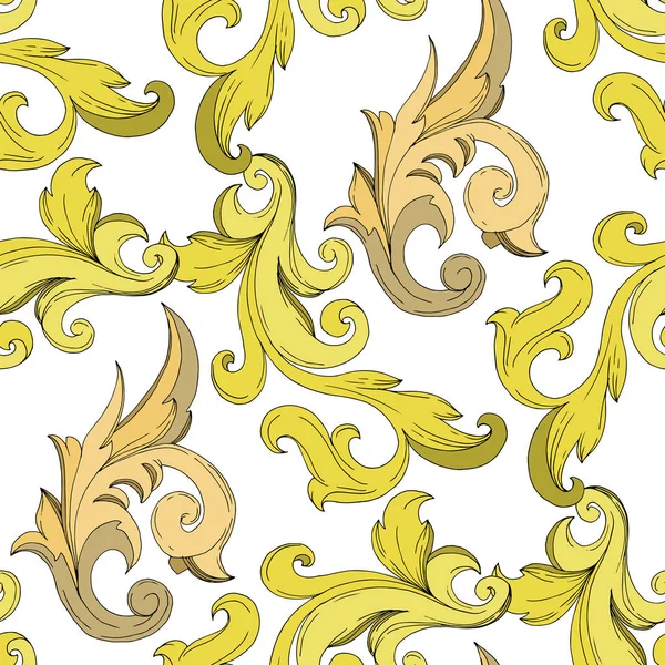 Adorno floral Vector Monograma dorado. Tinta grabada en blanco y negro. Patrón de fondo sin costuras . — Archivo Imágenes Vectoriales
