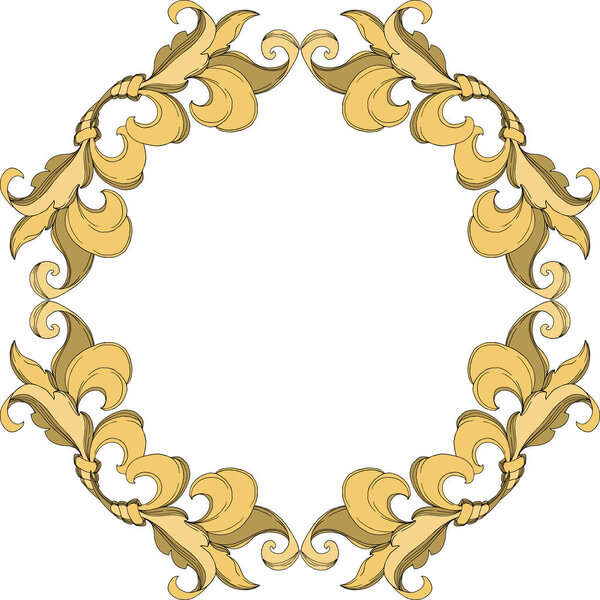 Цветочный орнамент векторной золотой монограммы. Черно-белый рисунок чернил. Граничный орнамент
.