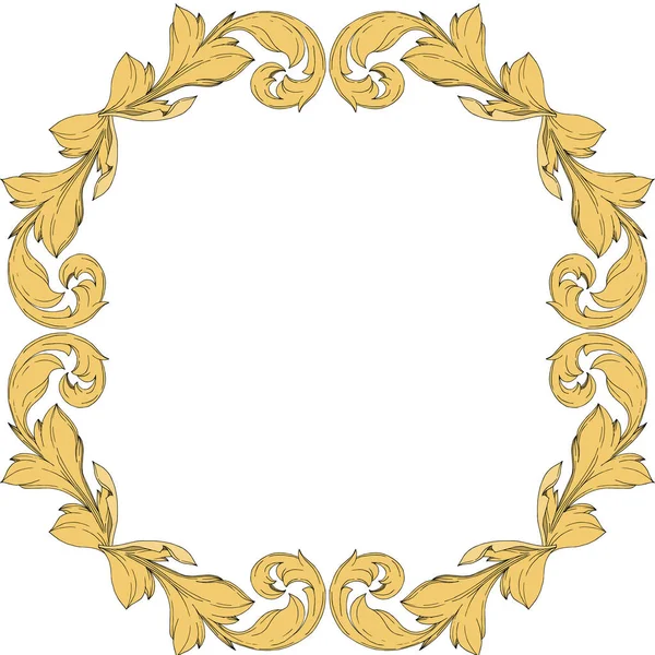 Vector Golden monograma ornamento floral. Tinta gravada a preto e branco. Quadro borda ornamento quadrado . — Vetor de Stock