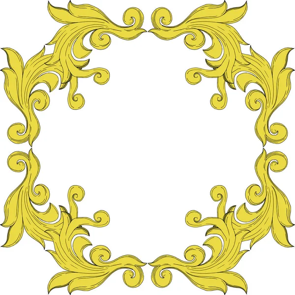 Vector Ornement floral monogramme doré. Encre gravée en noir et blanc. Cadre bordure ornement squar . — Image vectorielle