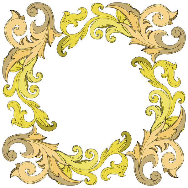 Цветочный орнамент векторной золотой монограммы. Черно-белый рисунок чернил. Граничный орнамент
.