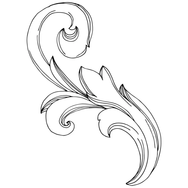 Vector barroco monograma ornamento floral. Tinta grabada en blanco y negro. Elemento ilustrativo monograma aislado . — Vector de stock