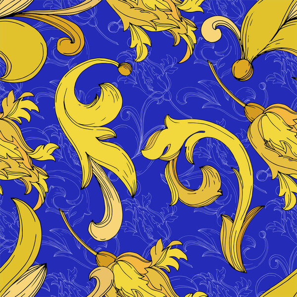 Цветочный орнамент векторной золотой монограммы. Черно-белый рисунок чернил. Бесшовный рисунок фона
.