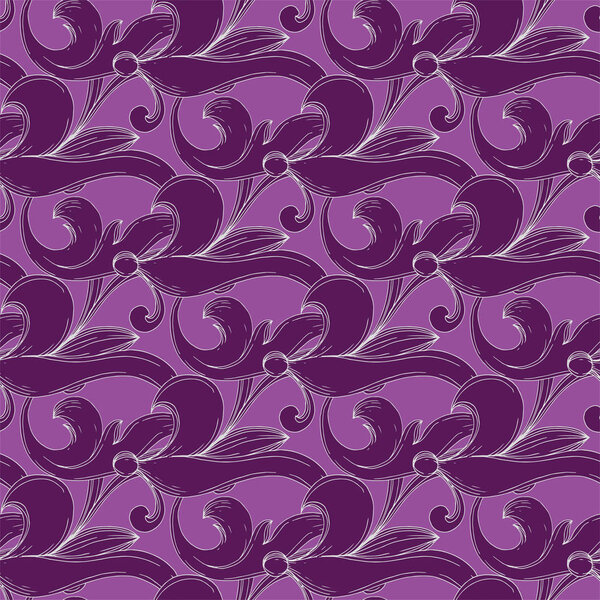 Vector Golden monogram floral ornament. Black and white engraved ink art. Seamless background pattern.