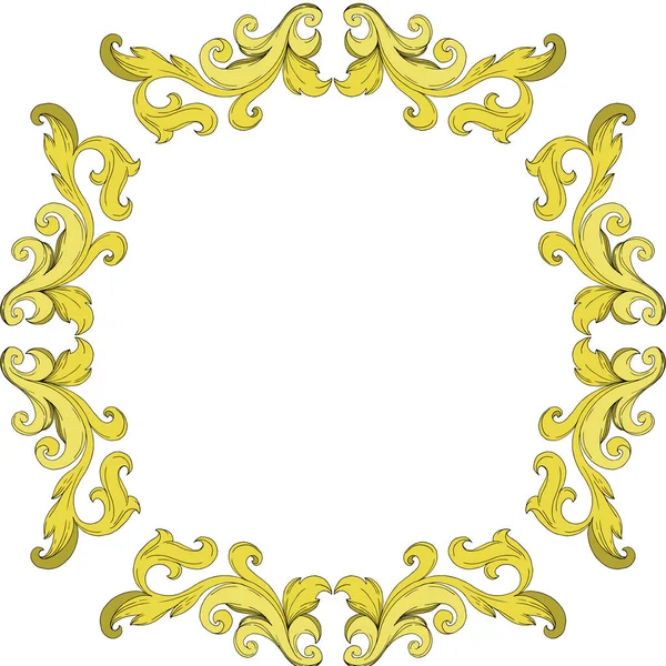 Adorno floral Vector Monograma dorado. Tinta grabada en blanco y negro. Marco borde ornamento cuadrado . — Vector de stock