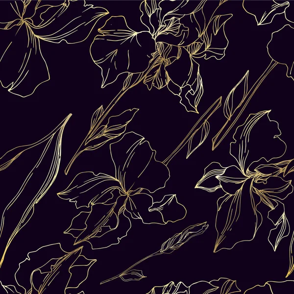 Векторные ирис цветочные ботанические цветы. Черно-белая гравировка i — стоковый вектор