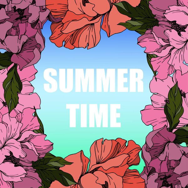 Vector Peony floral botanical flowers. Black and white engraved 