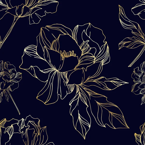 Вектор Півонія квіткові ботанічні квіти. Чорно-білий гравірований — стоковий вектор