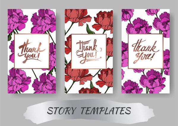 Vector Peony floral botanical flowers. Black and white engraved 