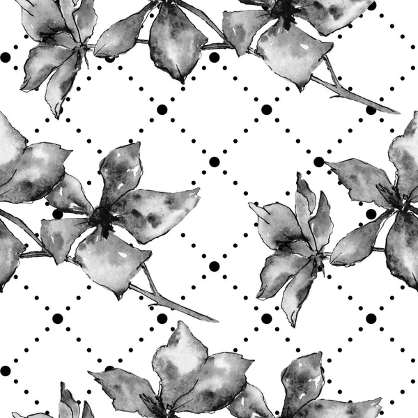 Orchid flowers. Seamless background pattern. Fabric wallpaper print texture. Watercolor background illustration. — Stock Photo