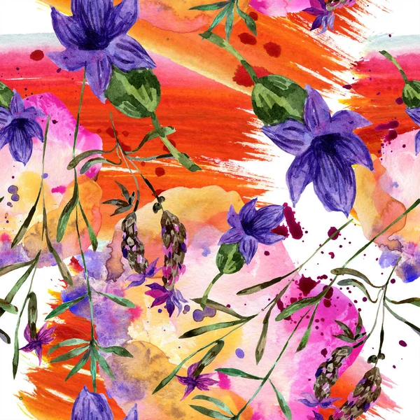 Schöne lila Lavendelblüten isoliert auf weiß. Aquarell-Hintergrundillustration. Aquarell zeichnen Mode-Aquarell. nahtloses Hintergrundmuster. — Stockfoto