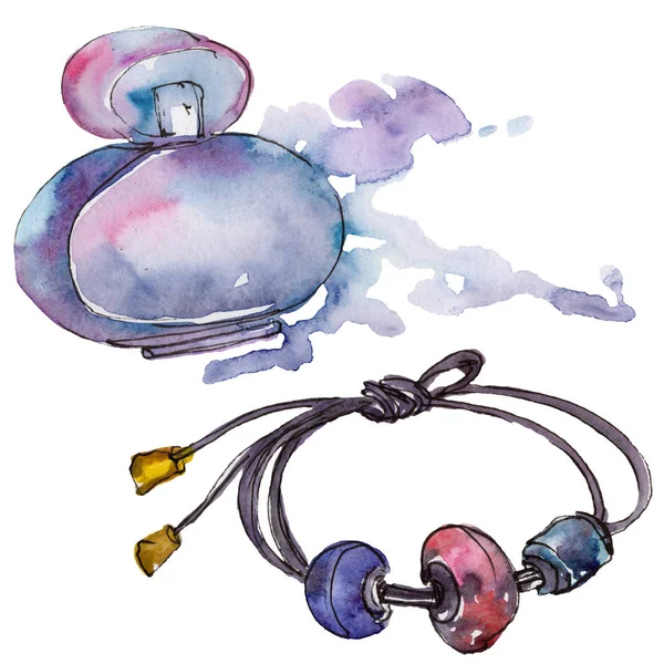 Trendige isolierte Accessoires Illustration in Aquarell-Stil gesetzt — Stockfoto