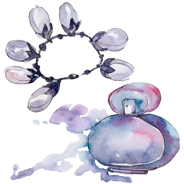 Trendige isolierte Accessoires Illustration in Aquarell-Stil gesetzt — Stockfoto