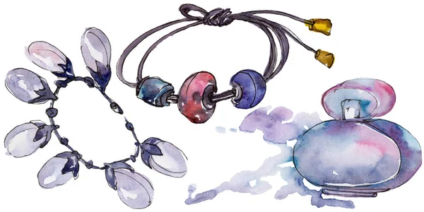 Trendige isolierte Accessoires Illustration in Aquarell-Stil gesetzt — Stockfoto