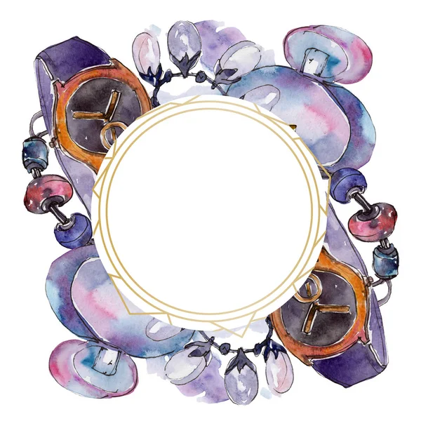 Clothes and accessories fashion set illustration. Border frame ornament with copy space. — Stock Photo