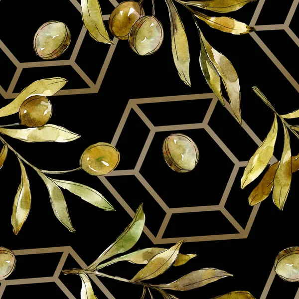 Зелені оливки акварельний фон. Акварельний малюнок моди акварель ізольовано. Ботанічний сад листя і оливки . — стокове фото
