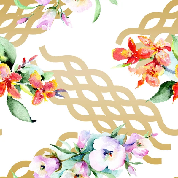 Fondo con flores de primavera de colores. Conjunto de ilustración de fondo acuarela. Acuarela dibujo moda acuarela aislado. Textura aislada del ramo - foto de stock