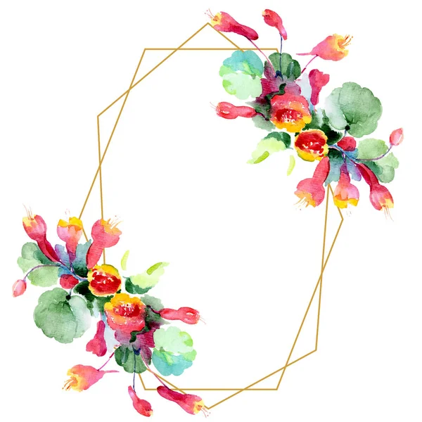 Cornice di fiori primaverili colorati. Acquerello sfondo illustrazione set. Acquerello disegno moda acquerello isolato. Confine ornamentale — Foto stock