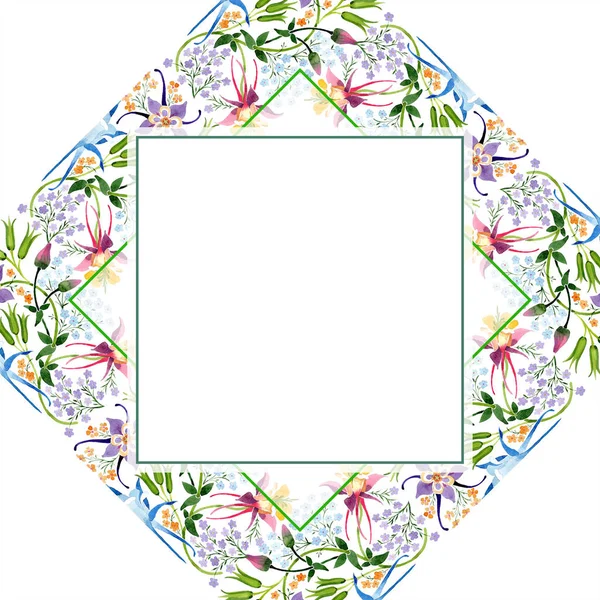 Watercolor background illustration set. Watercolor empty frame border floral ornament with copy space. — Stock Photo