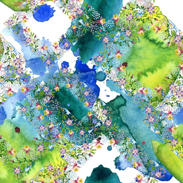 Aquarelle fond illustration ensemble floral. Modèle de fond sans couture. Texture d'impression papier peint tissu . — Photo de stock