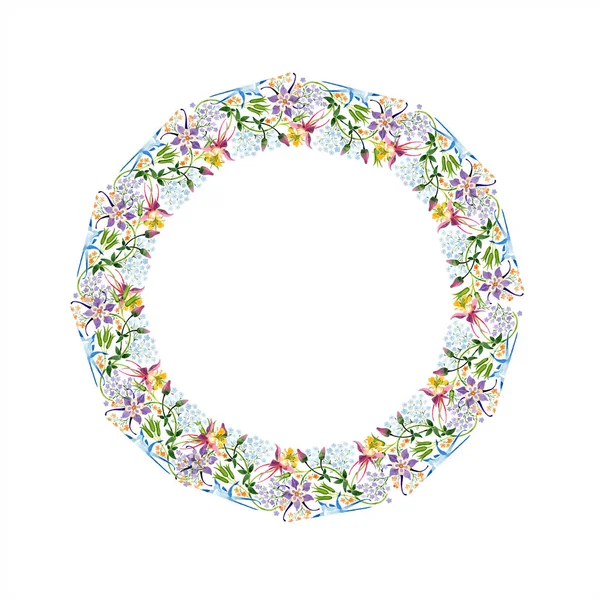 Conjunto de ilustración de fondo acuarela. Acuarela marco vacío borde ornamento floral con espacio de copia . — Stock Photo