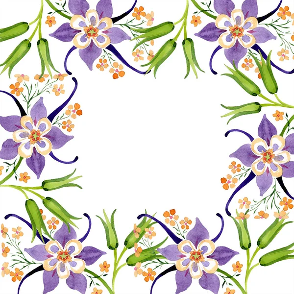 Conjunto de ilustração de fundo aquarela. Watercolor borda moldura vazia ornamento floral com espaço de cópia . — Fotografia de Stock