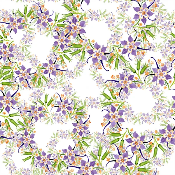 Watercolor background illustration floral set. Seamless background pattern. Fabric wallpaper print texture. — Stock Photo