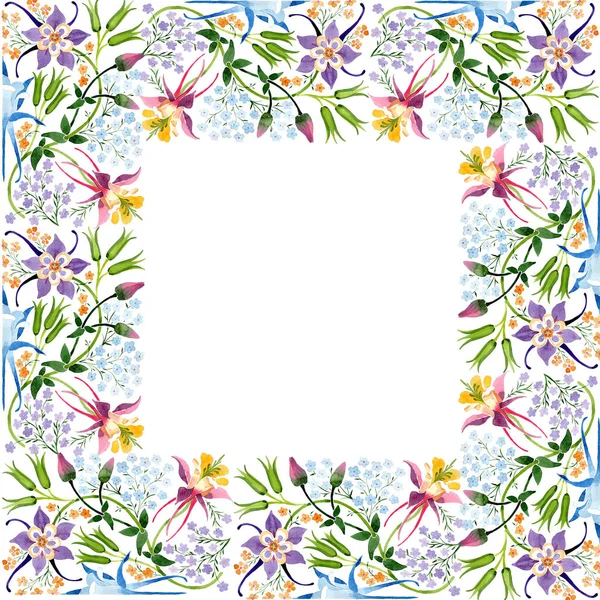 Watercolor background illustration set. Watercolor empty frame border floral ornament with copy space. — Stock Photo